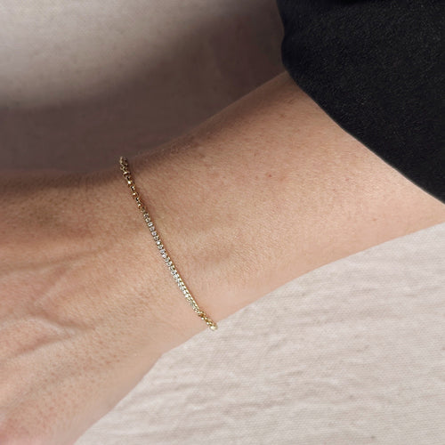 18k Gold Filled 2mm CZ Bar Bracelet, view 2