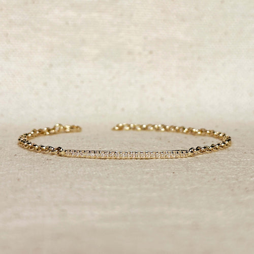 18k Gold Filled 2mm CZ Bar Bracelet by Mondsee Jewelry