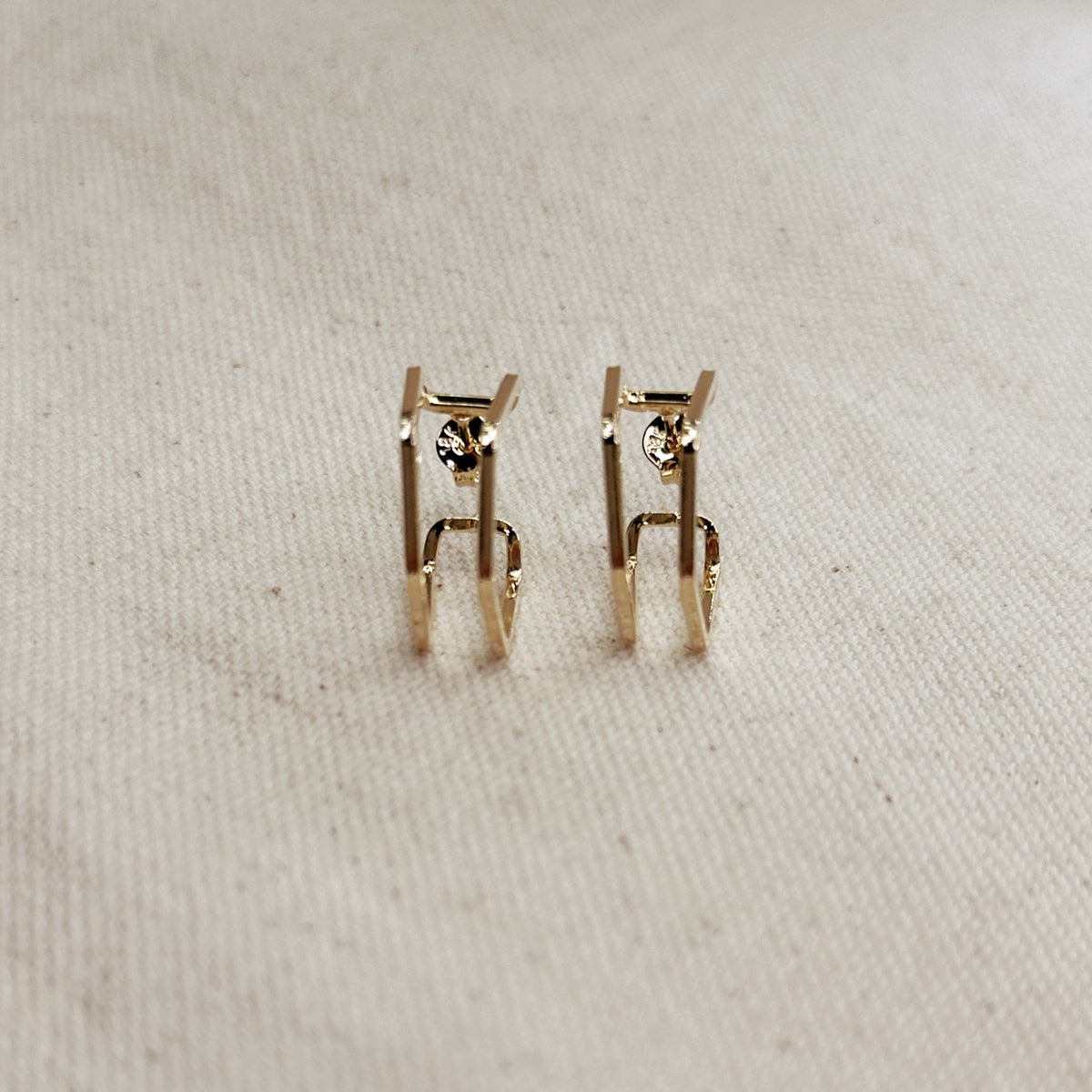 18k Gold Filled Double Wire Geometric C Hoop Earrings
