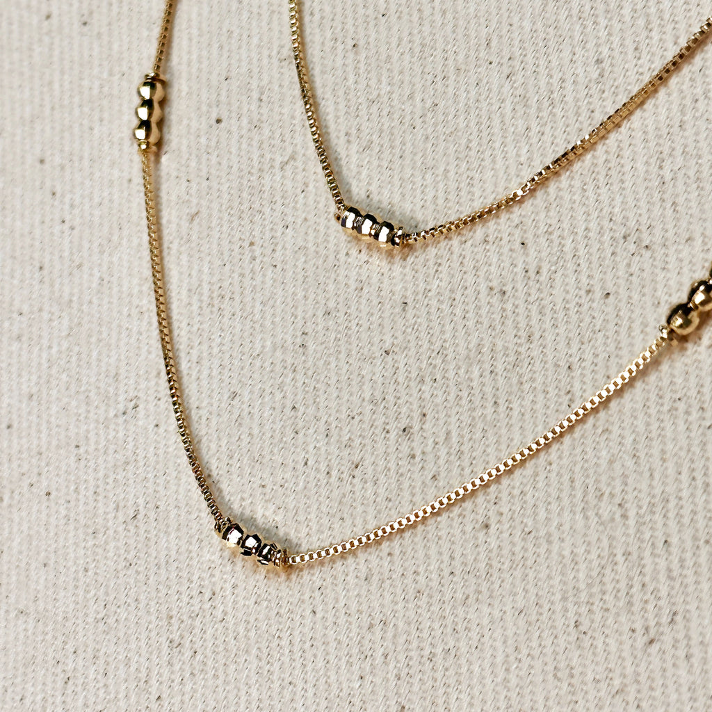 Mondsee 18k Gold Filled Bead Detailed Box Chain | 18k Gold Filled Jewelry