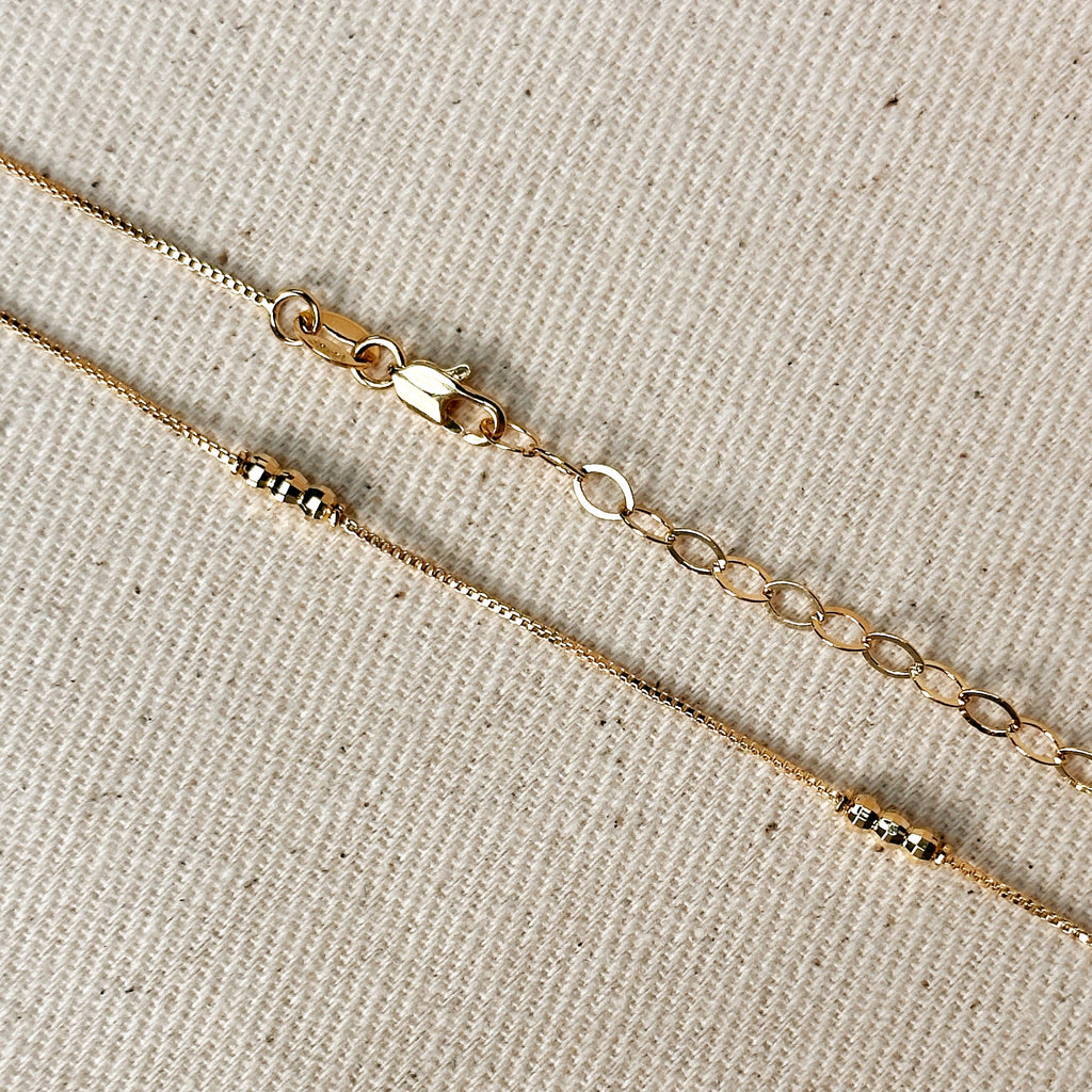 Mondsee 18k Gold Filled Bead Detailed Box Chain | 18k Gold Filled Jewelry