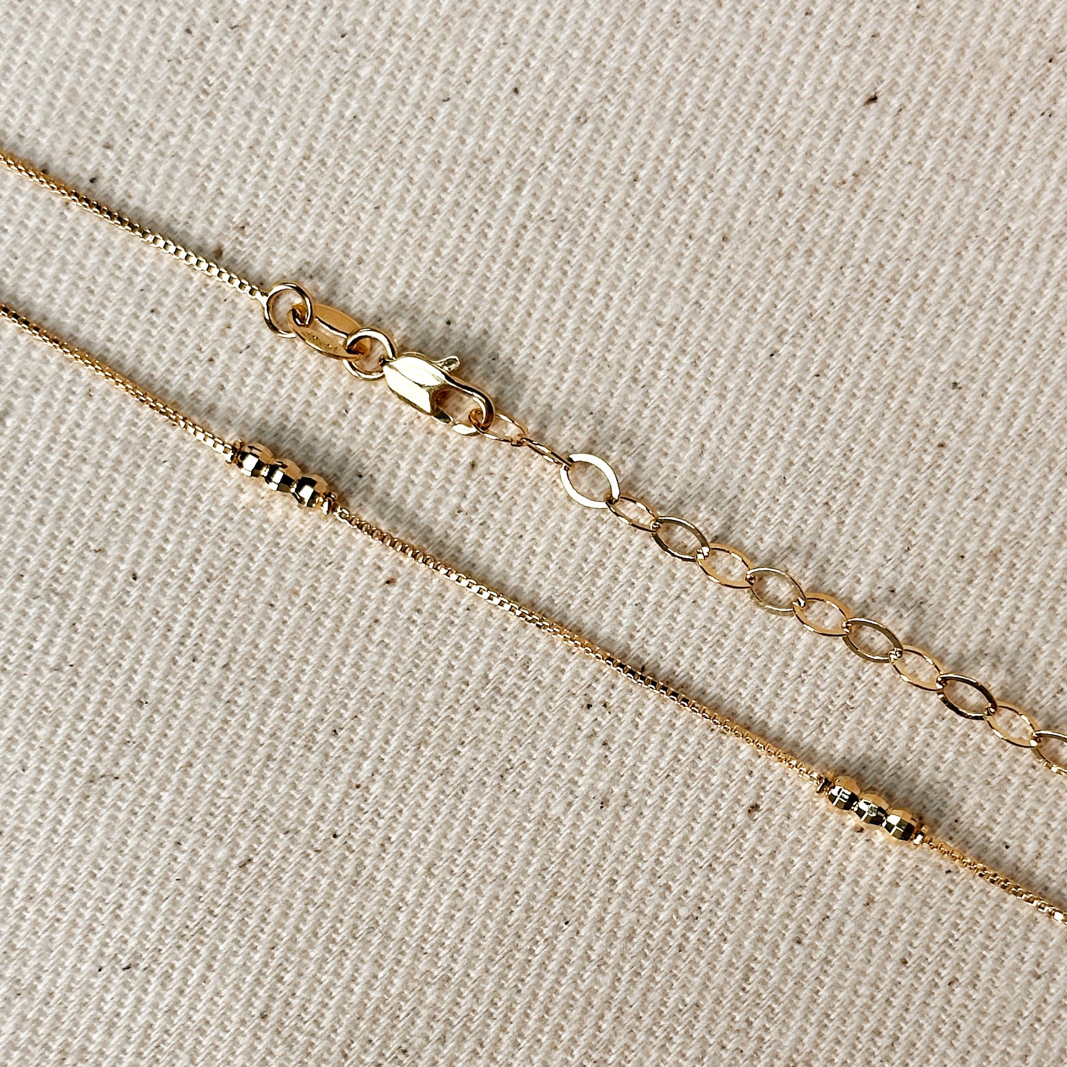 Mondsee 18k Gold Filled Bead Detailed Box Chain | 18k Gold Filled Jewelry