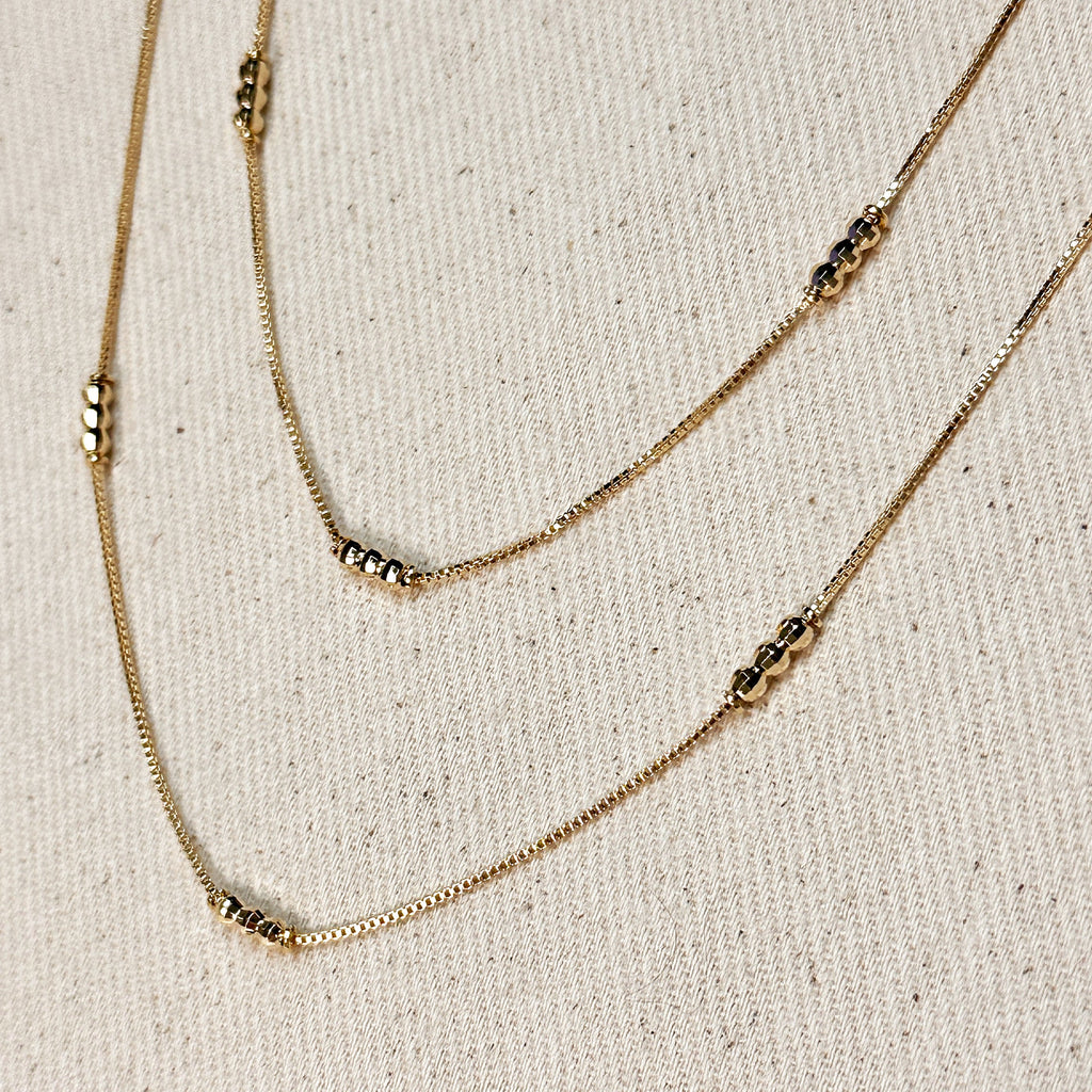 Mondsee 18k Gold Filled Bead Detailed Box Chain | 18k Gold Filled Jewelry