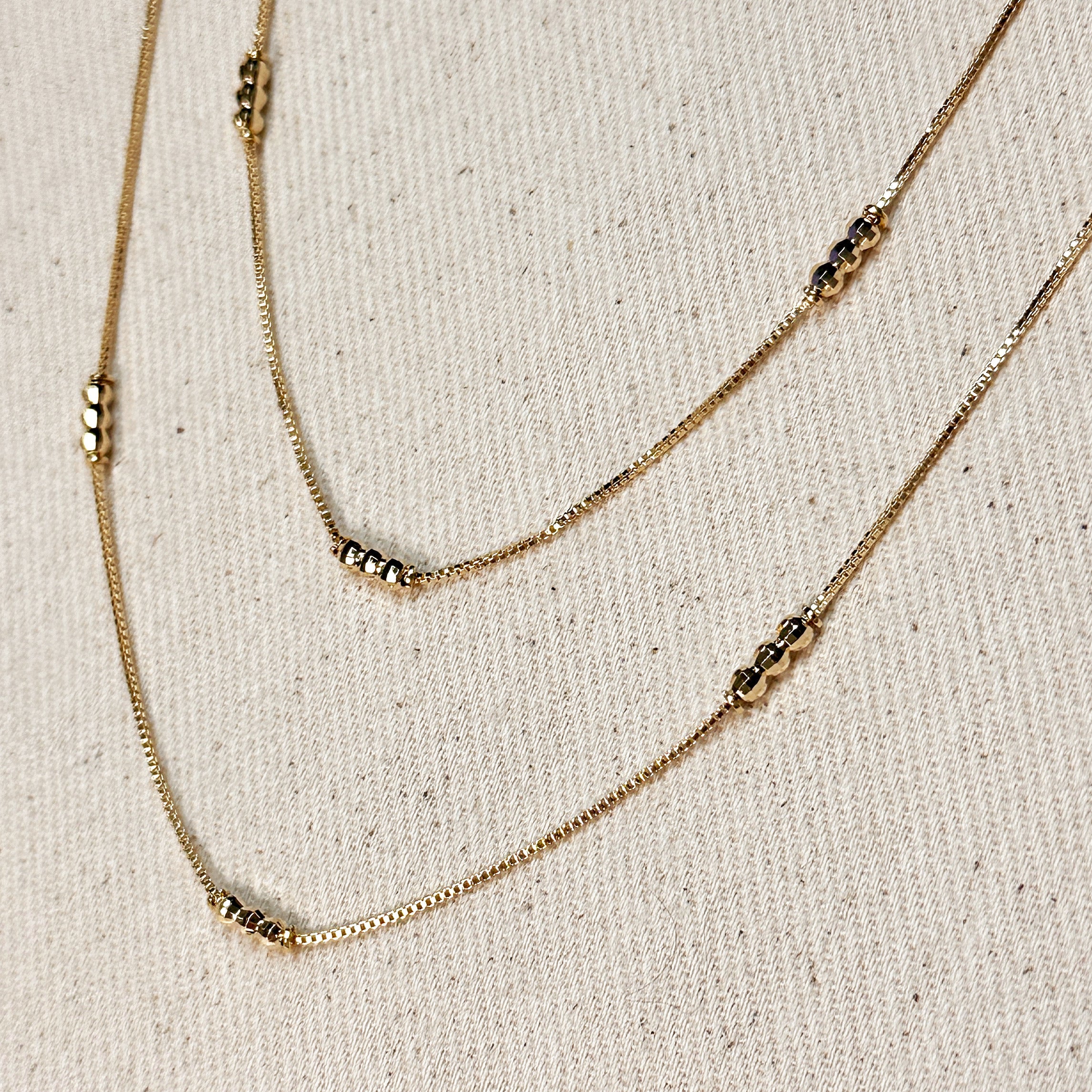 Mondsee 18k Gold Filled Bead Detailed Box Chain | 18k Gold Filled Jewelry