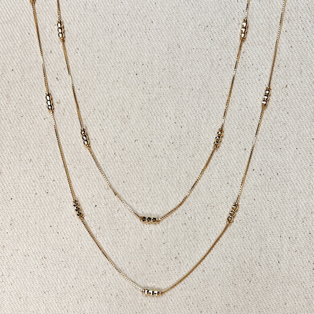 Mondsee 18k Gold Filled Bead Detailed Box Chain | 18k Gold Filled Jewelry
