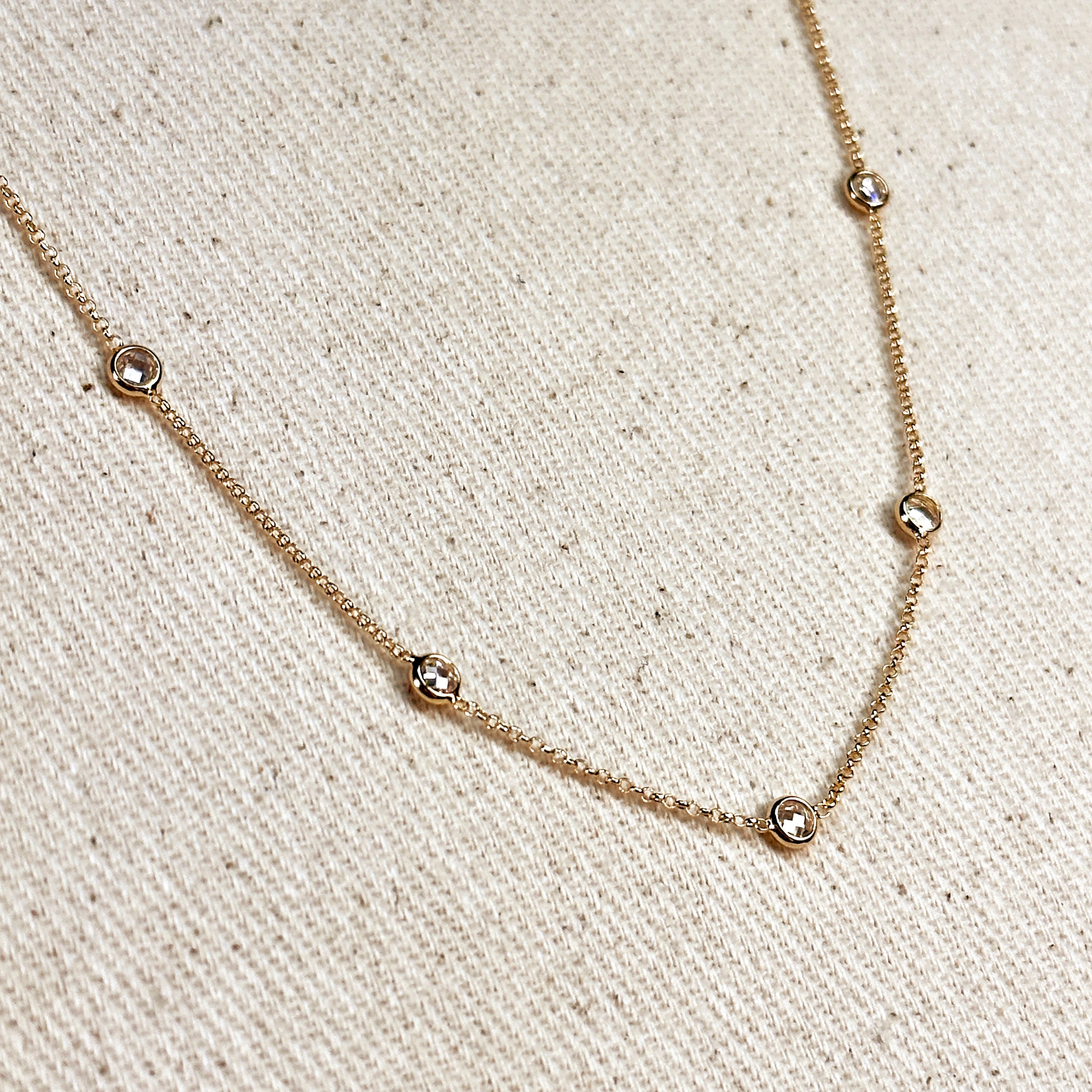 Mondsee 18k Gold Filled Bezel CZ Necklace | 18k Gold Filled Jewelry