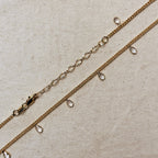 Mondsee 18k Gold Filled 2mm Curb Chain With Bezel CZ Drops Necklace | 18k Gold Filled Jewelry