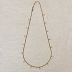 Mondsee 18k Gold Filled 2mm Curb Chain With Bezel CZ Drops Necklace | 18k Gold Filled Jewelry
