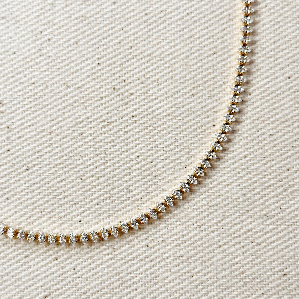Mondsee 18k Gold Filled Marquise Tennis Necklace | 18k Gold Filled Jewelry