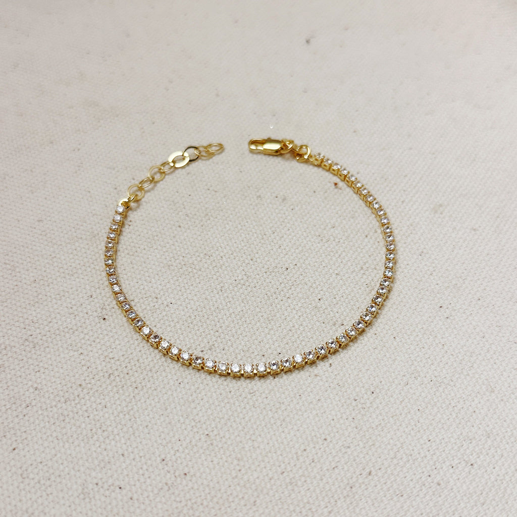 18k Gold Filled 2mm CZ Tennis Bracelet