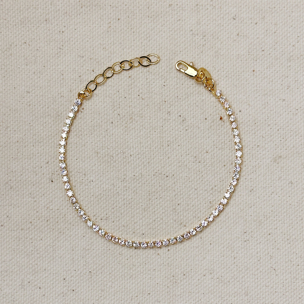 18k Gold Filled 2mm CZ Tennis Bracelet