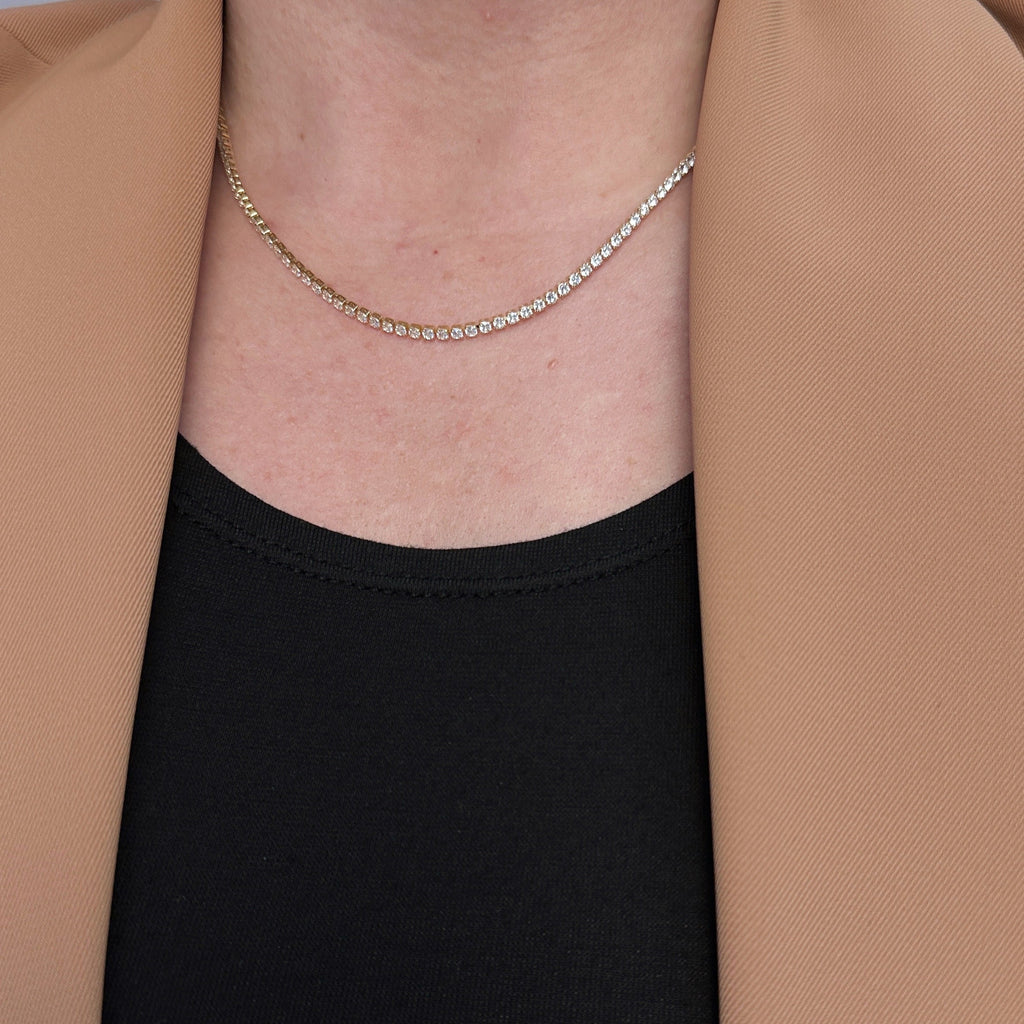 Mondsee 18k Gold Filled 2mm CZ Tennis Necklace | 18k Gold Filled Jewelry