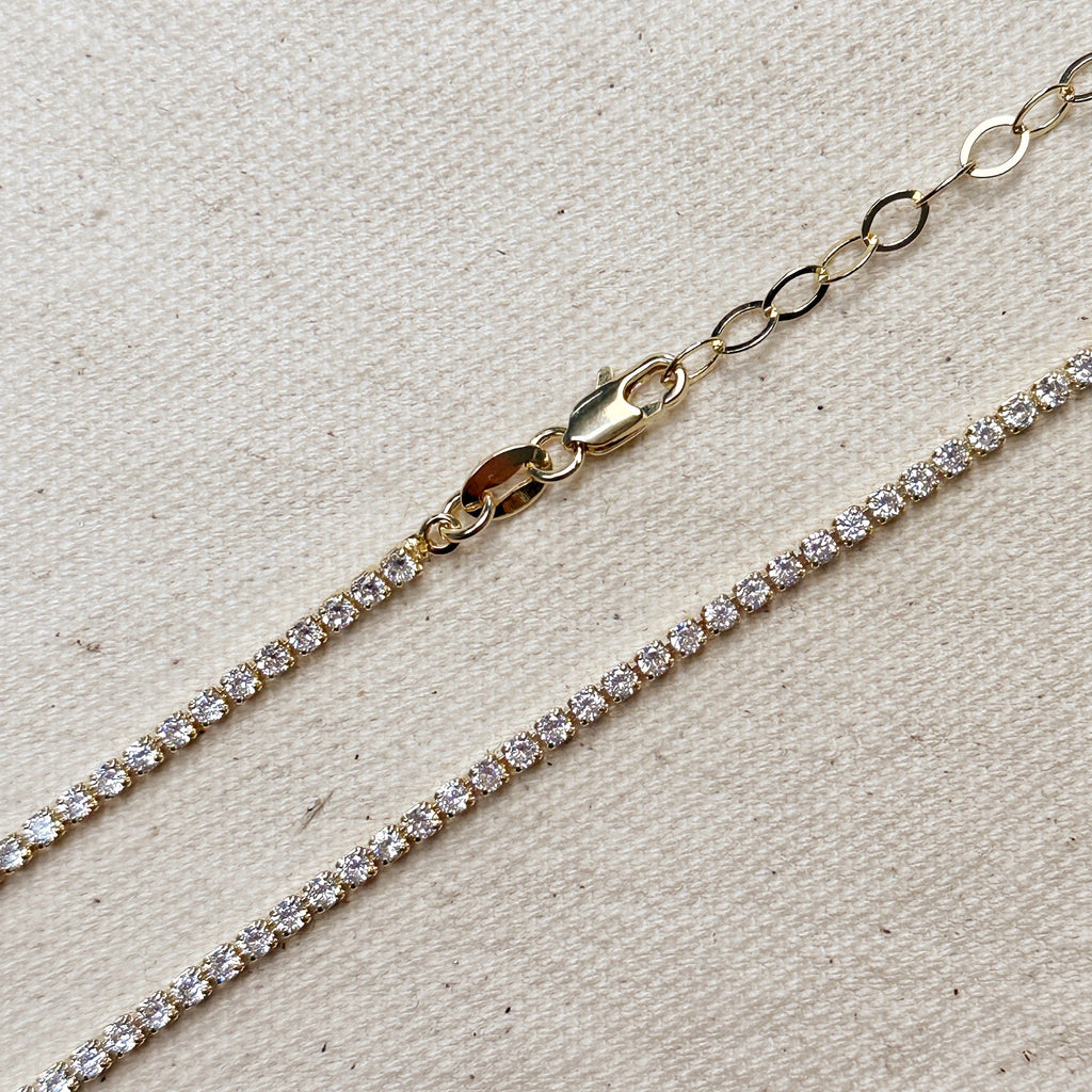 Mondsee 18k Gold Filled 2mm CZ Tennis Necklace | 18k Gold Filled Jewelry