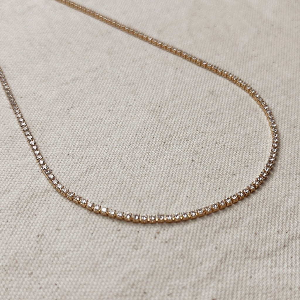 Mondsee 18k Gold Filled 2mm CZ Tennis Necklace | 18k Gold Filled Jewelry