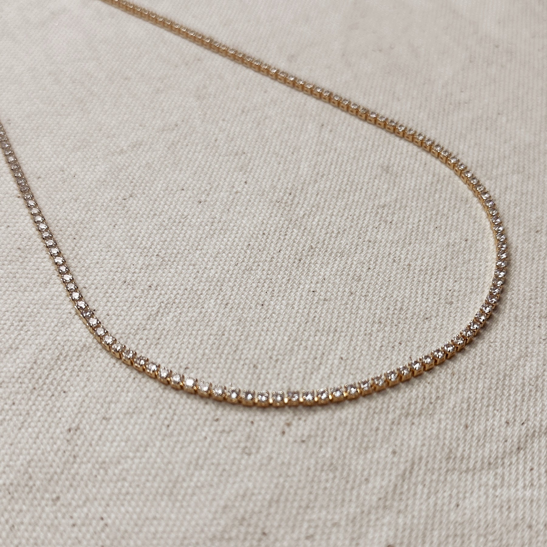 Mondsee 18k Gold Filled 2mm CZ Tennis Necklace | 18k Gold Filled Jewelry