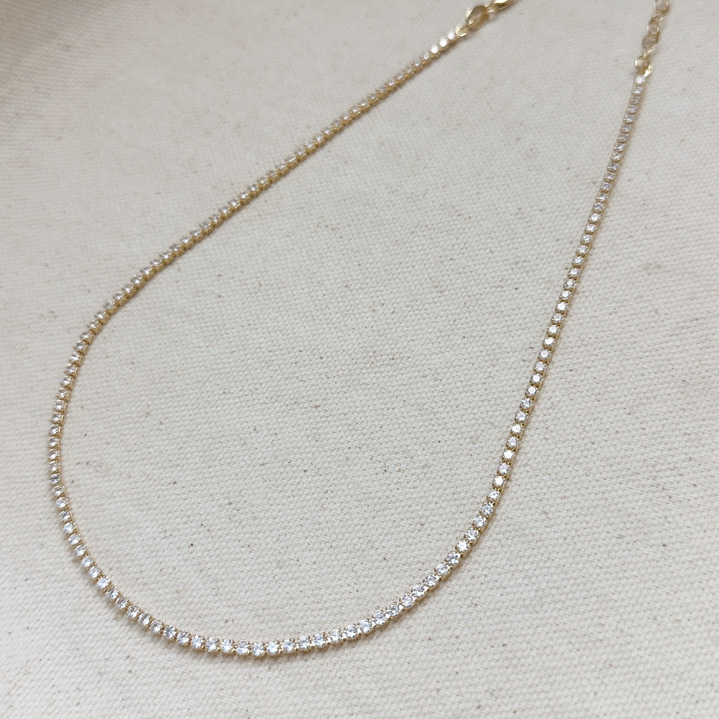 Mondsee 18k Gold Filled 2mm CZ Tennis Necklace | 18k Gold Filled Jewelry