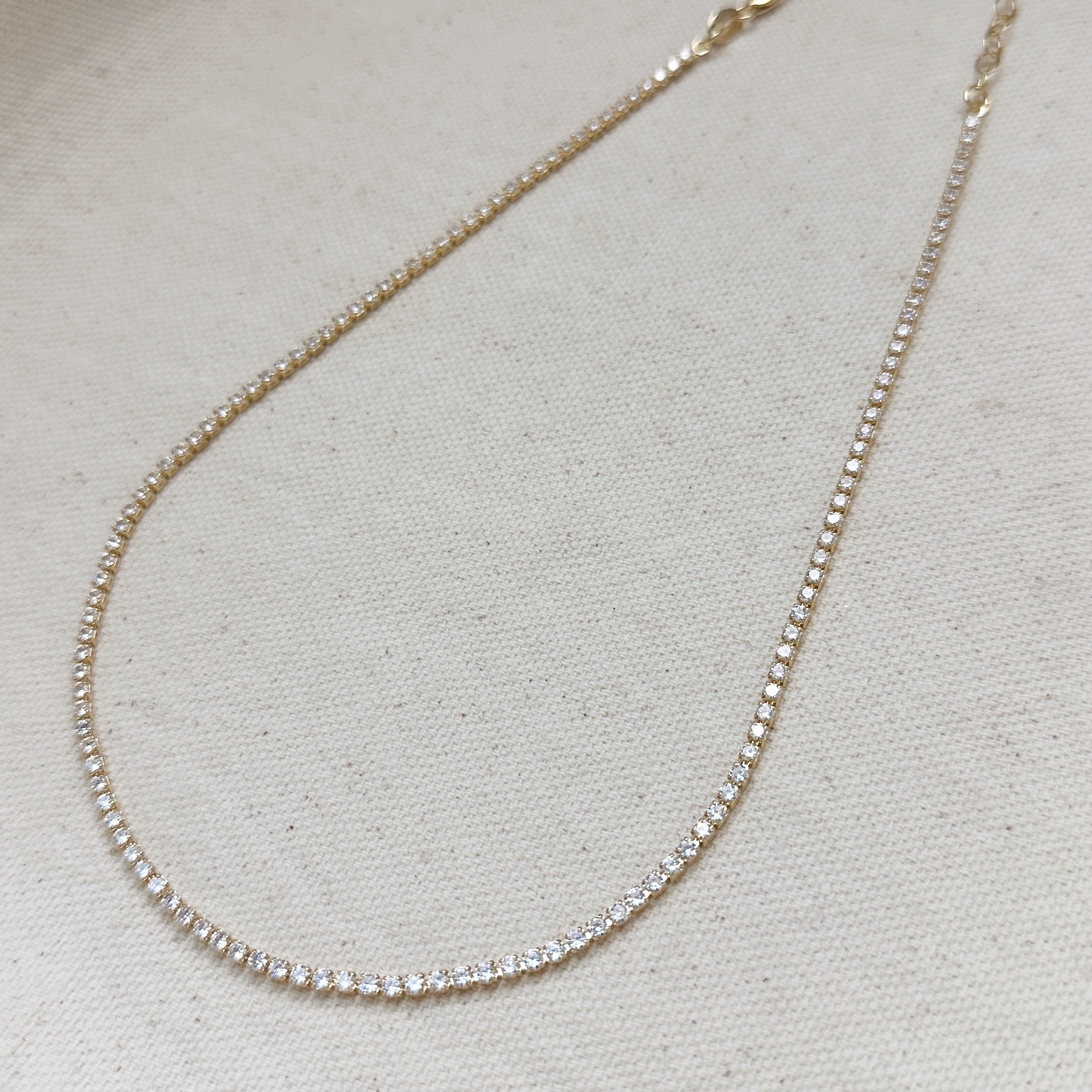 Mondsee 18k Gold Filled 2mm CZ Tennis Necklace | 18k Gold Filled Jewelry