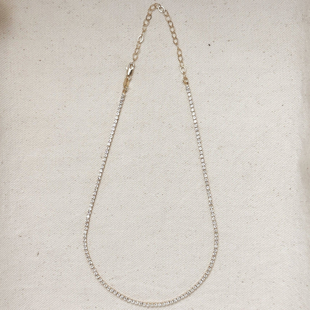 Mondsee 18k Gold Filled 2mm CZ Tennis Necklace | 18k Gold Filled Jewelry