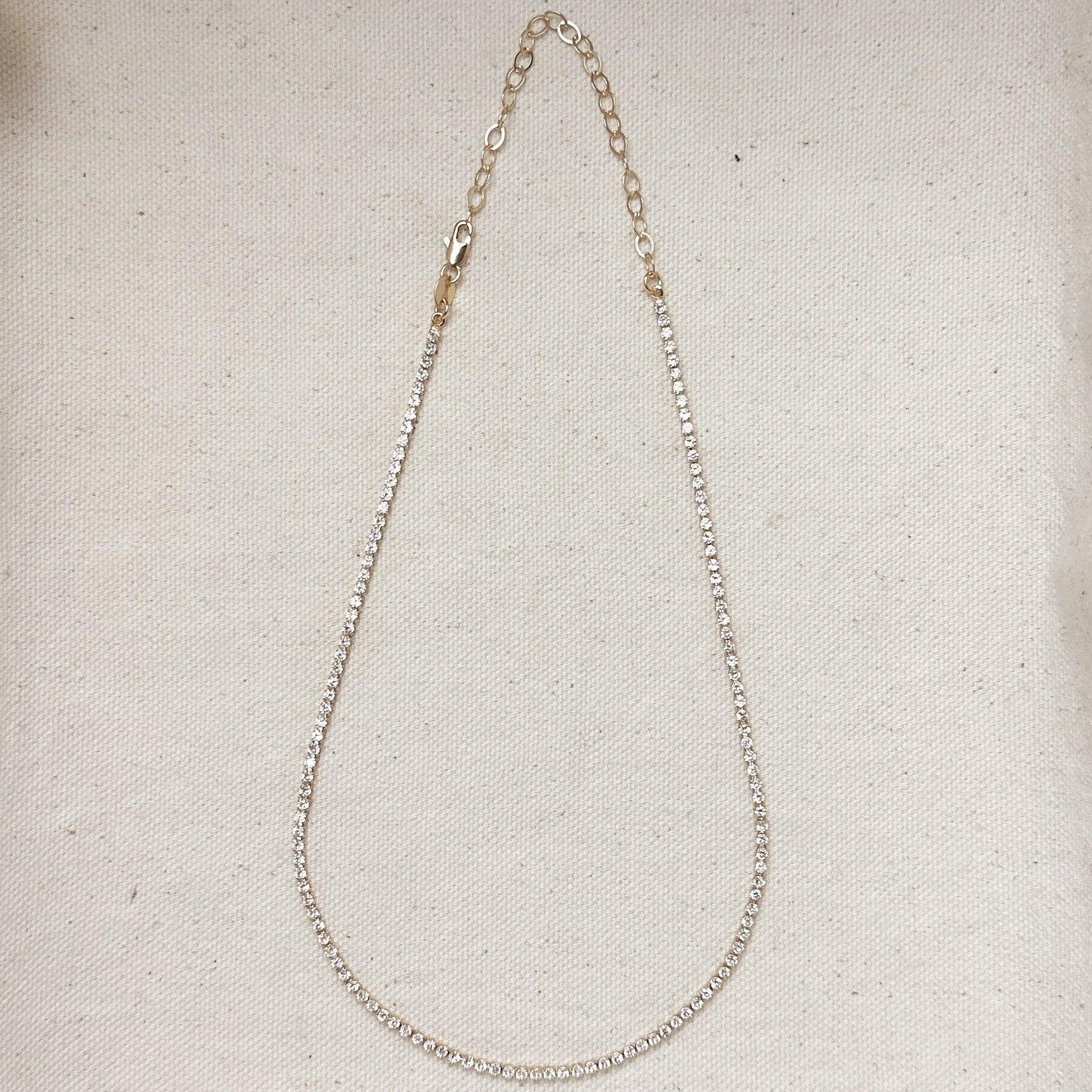 Mondsee 18k Gold Filled 2mm CZ Tennis Necklace | 18k Gold Filled Jewelry