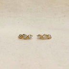 18k Gold Filled Tipple CZ Stud Earrings
