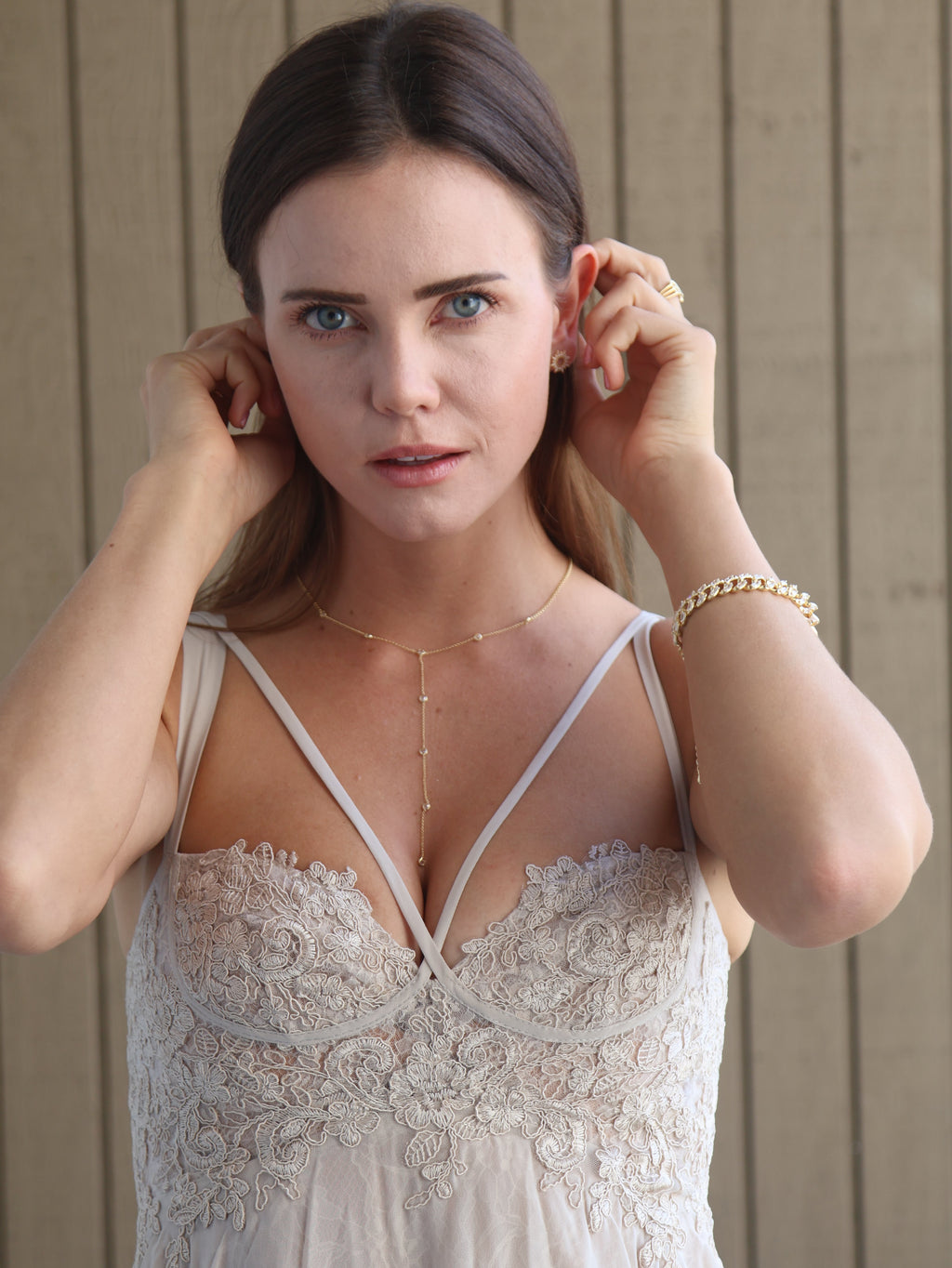 Mondsee 18k Gold Filled Lariat Necklace With Bezel CZ | 18k Gold Filled Jewelry