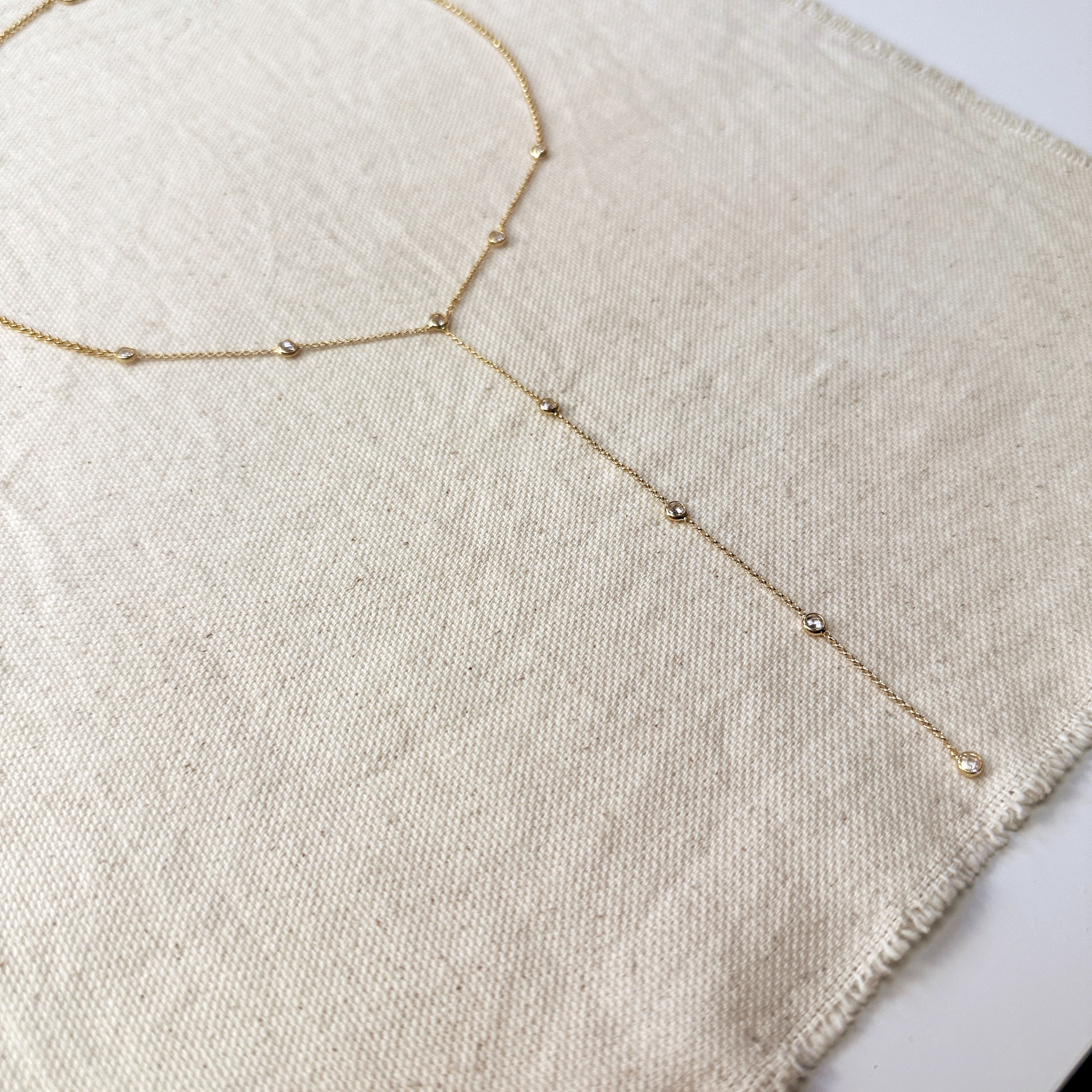 Mondsee 18k Gold Filled Lariat Necklace With Bezel CZ | 18k Gold Filled Jewelry
