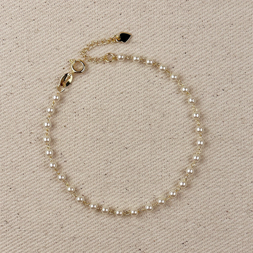 18k Gold Filled 3mm Pearl Bracelet by Mondsee Jewelry