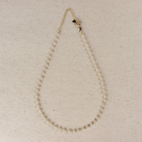 18k Gold Filled 3mm Pearls Choker Necklace by Mondsee Jewelry