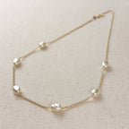 Mondsee 18k Gold Filled Spaced Baroque Pearls Necklace | 18k Gold Filled Jewelry