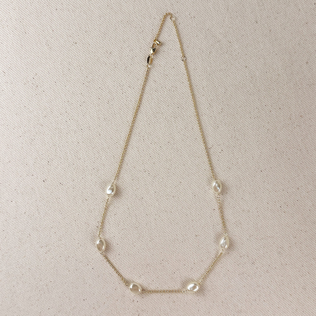 Mondsee 18k Gold Filled Spaced Baroque Pearls Necklace | 18k Gold Filled Jewelry