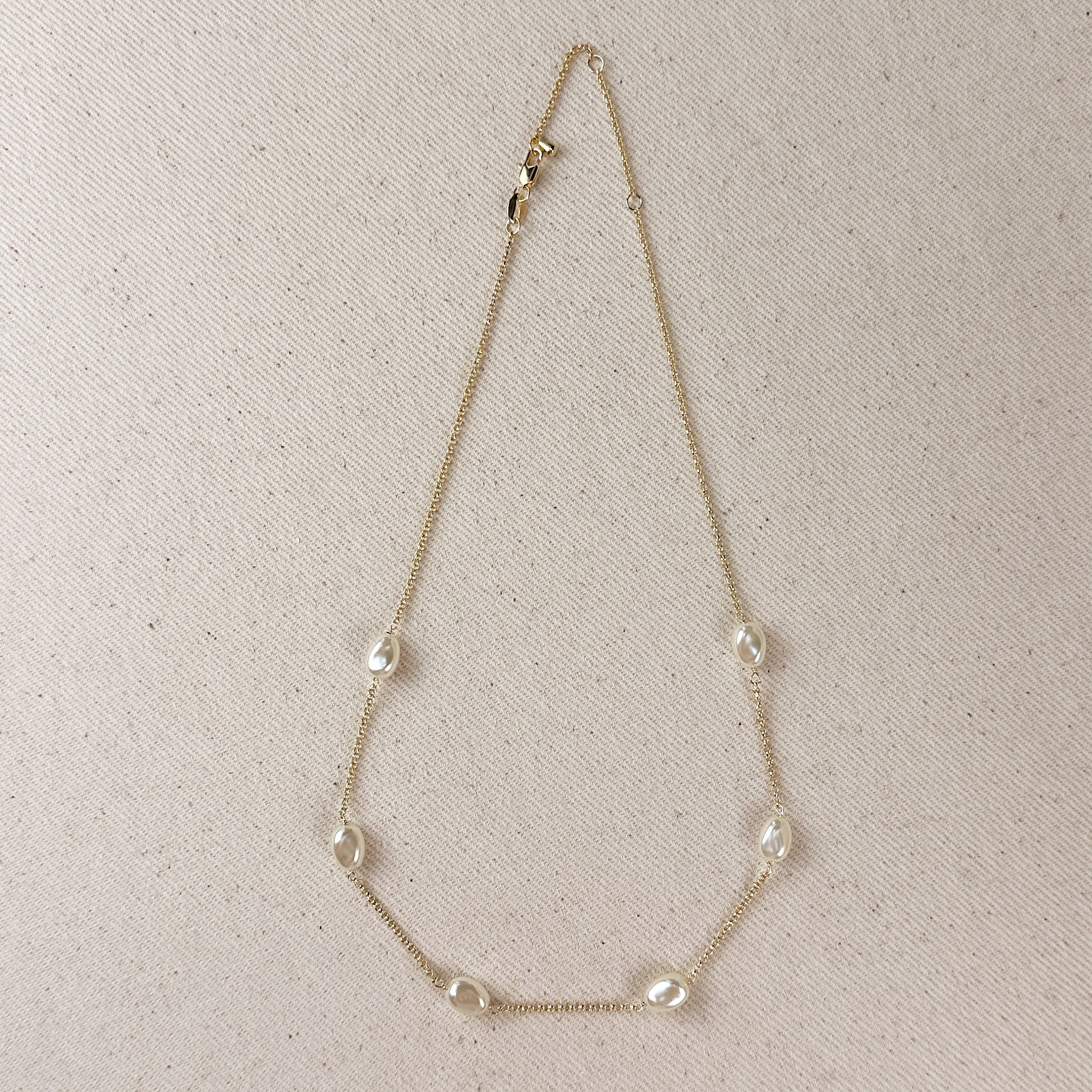 Mondsee 18k Gold Filled Spaced Baroque Pearls Necklace | 18k Gold Filled Jewelry