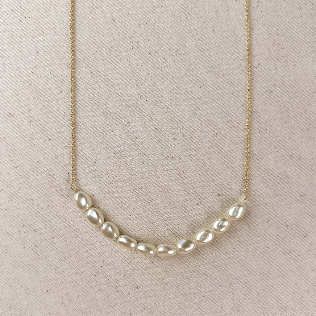 Mondsee 18k Gold Filled Row of Baroque Pearls Necklace | 18k Gold Filled Jewelry