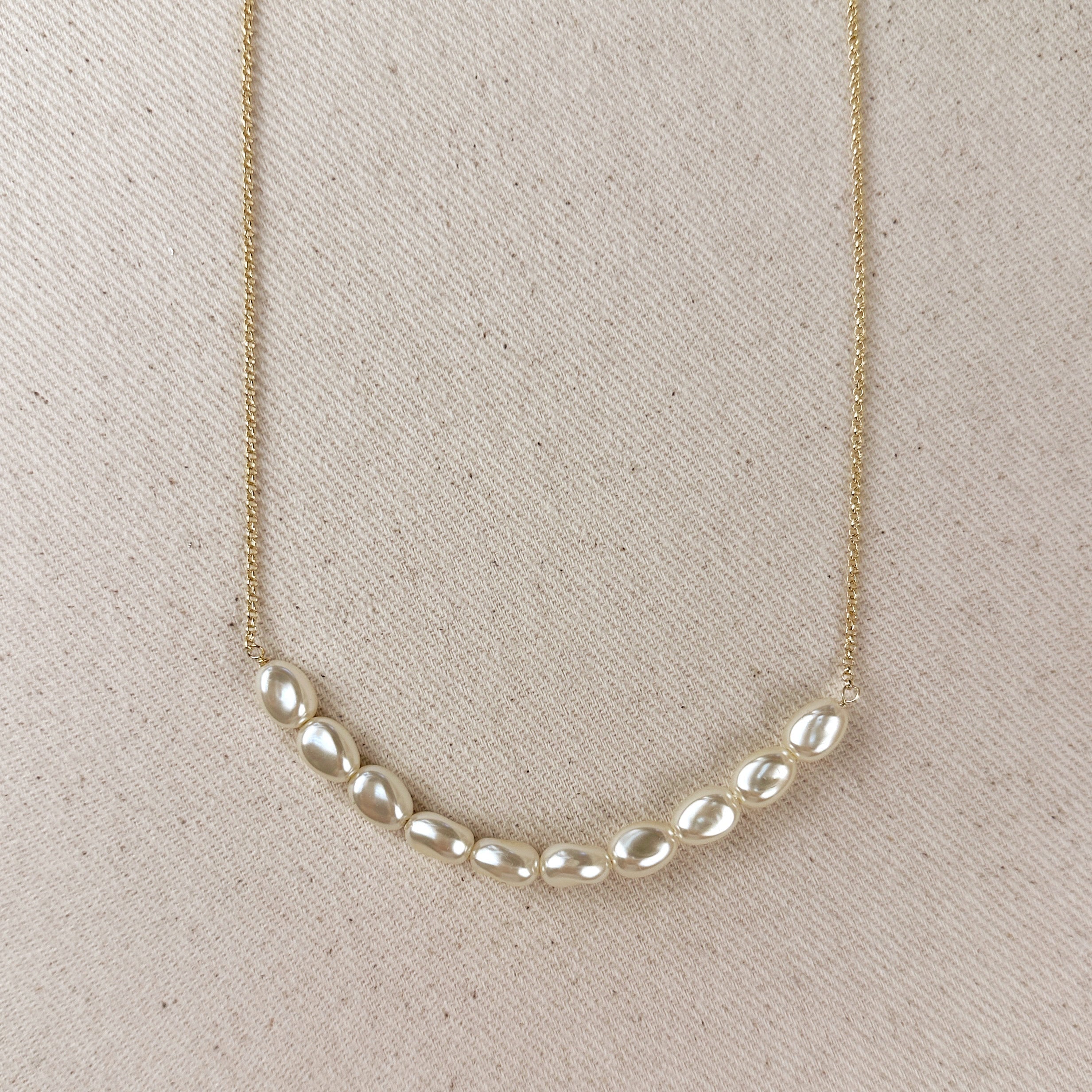 Mondsee 18k Gold Filled Row of Baroque Pearls Necklace | 18k Gold Filled Jewelry