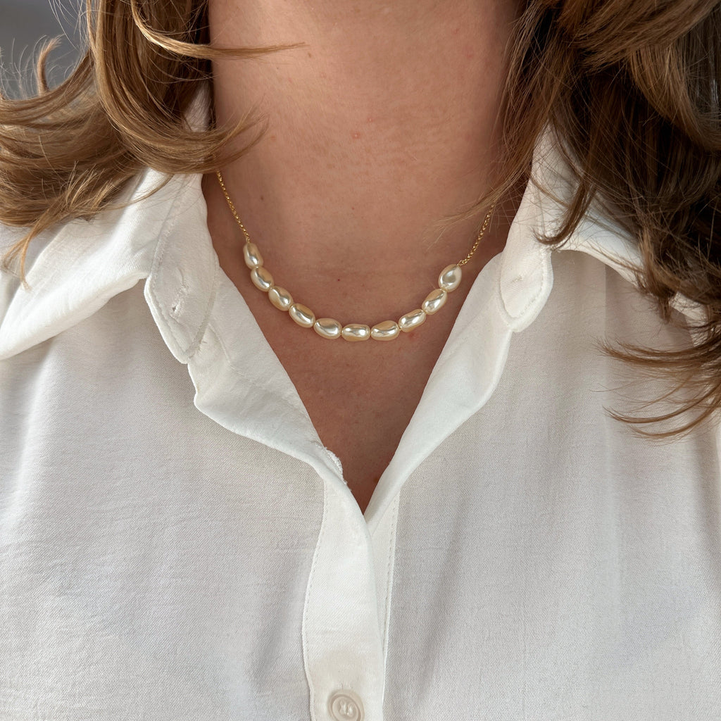 Mondsee 18k Gold Filled Row of Baroque Pearls Necklace | 18k Gold Filled Jewelry