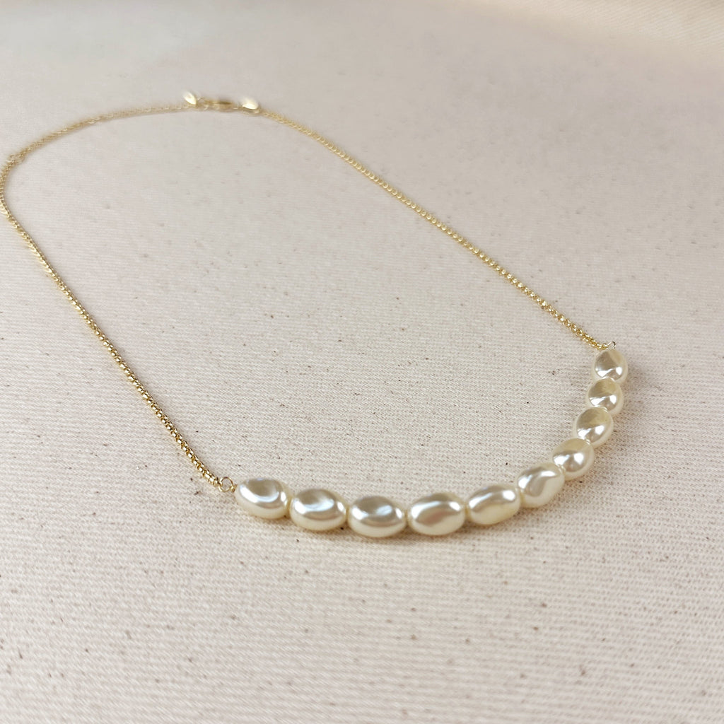 Mondsee 18k Gold Filled Row of Baroque Pearls Necklace | 18k Gold Filled Jewelry