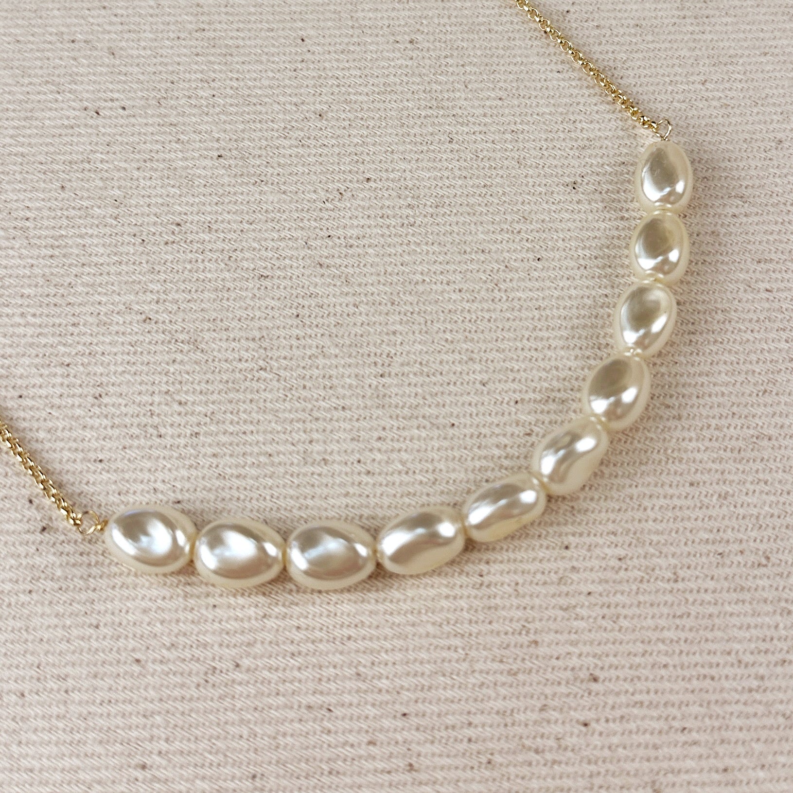Mondsee 18k Gold Filled Row of Baroque Pearls Necklace | 18k Gold Filled Jewelry