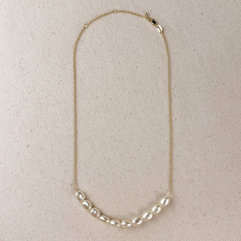 Mondsee 18k Gold Filled Row of Baroque Pearls Necklace | 18k Gold Filled Jewelry