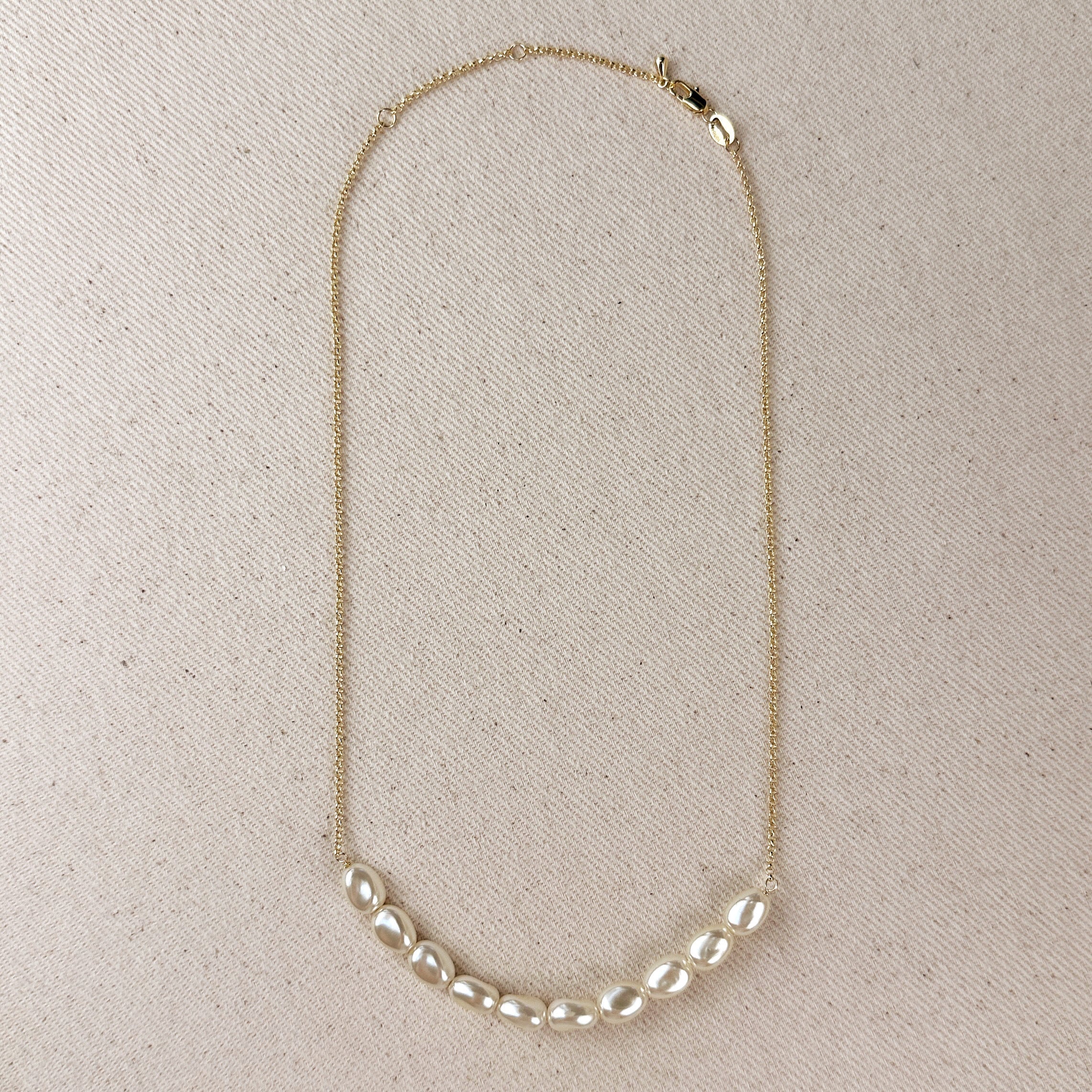 Mondsee 18k Gold Filled Row of Baroque Pearls Necklace | 18k Gold Filled Jewelry