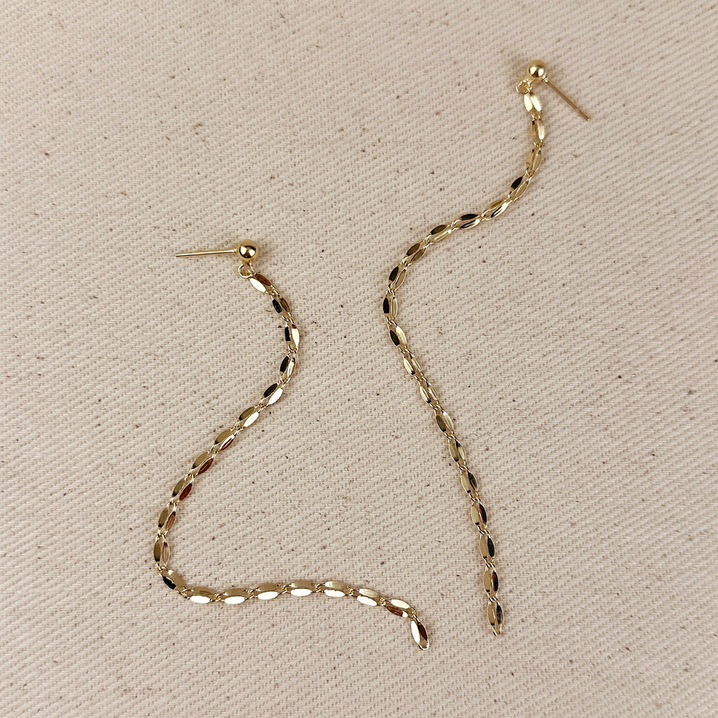 Mondsee 18k Gold Filled Detailed Chain Drop Earrings | 18k Gold Filled Jewelry