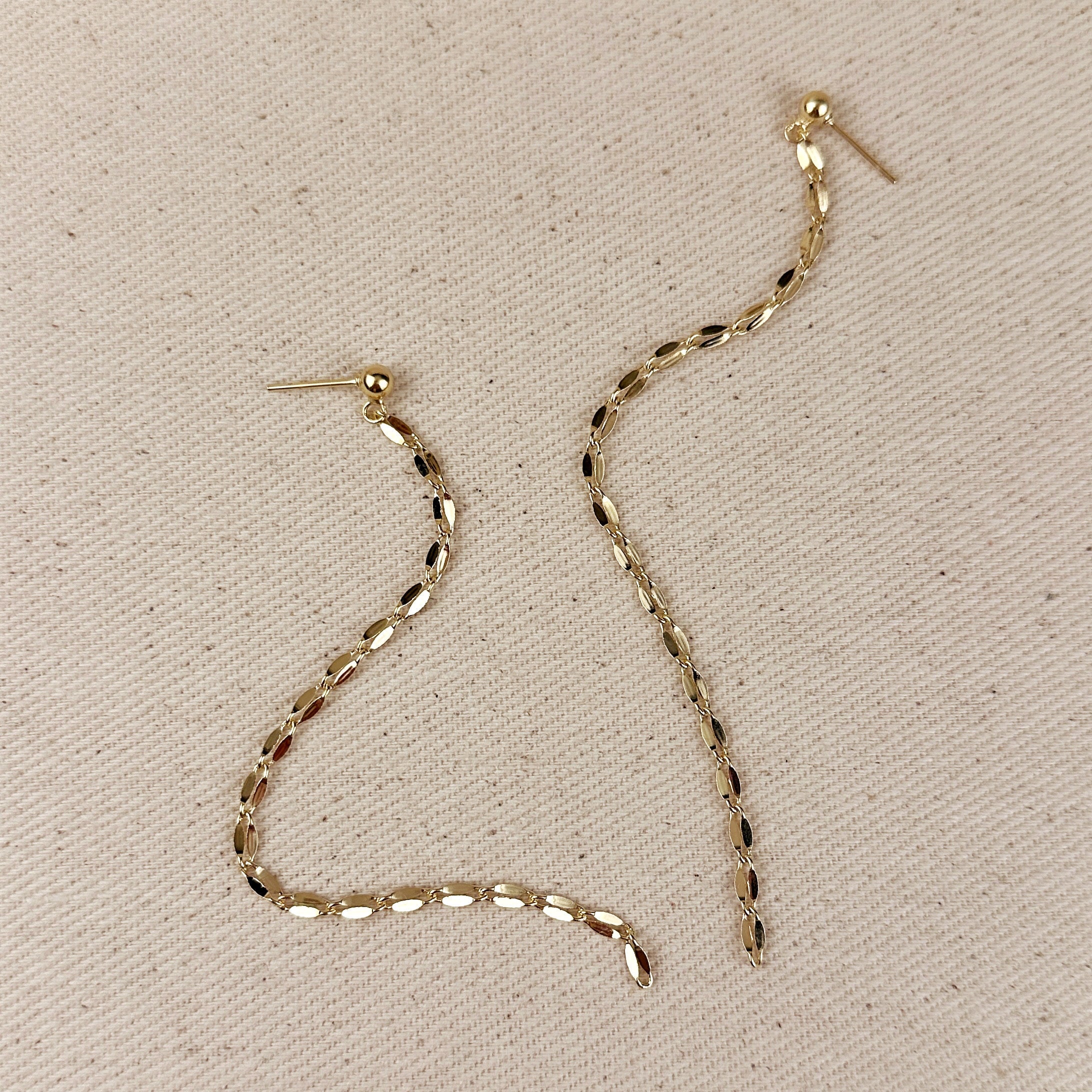Mondsee 18k Gold Filled Detailed Chain Drop Earrings | 18k Gold Filled Jewelry