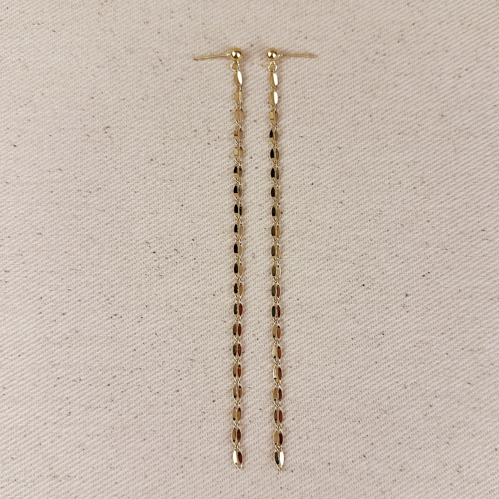 Mondsee 18k Gold Filled Detailed Chain Drop Earrings | 18k Gold Filled Jewelry