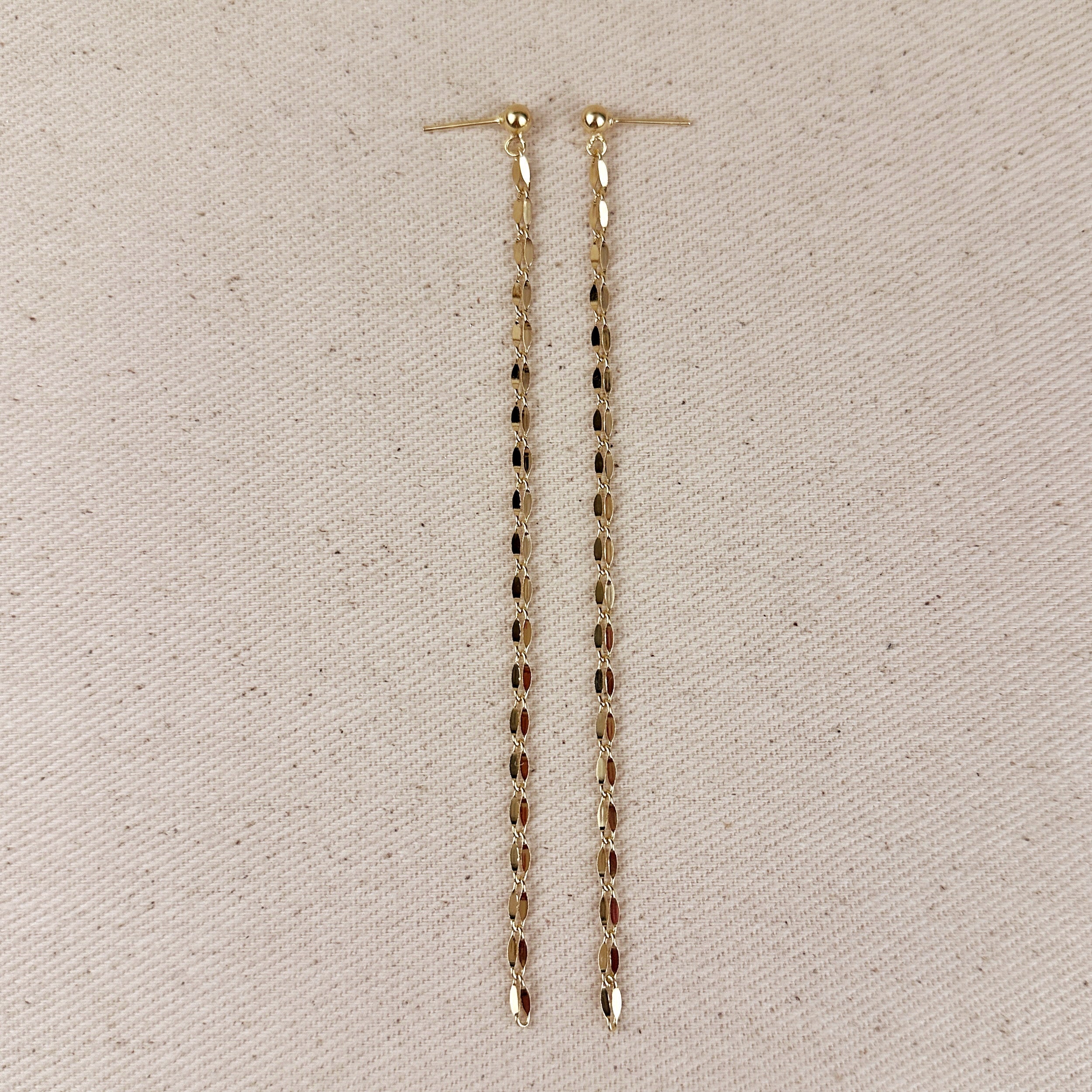 Mondsee 18k Gold Filled Detailed Chain Drop Earrings | 18k Gold Filled Jewelry