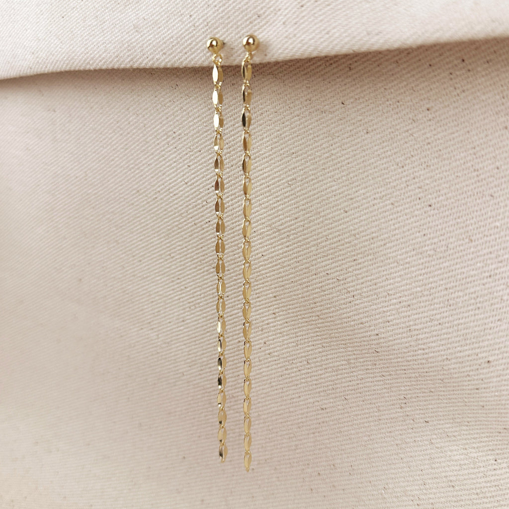 Mondsee 18k Gold Filled Detailed Chain Drop Earrings | 18k Gold Filled Jewelry