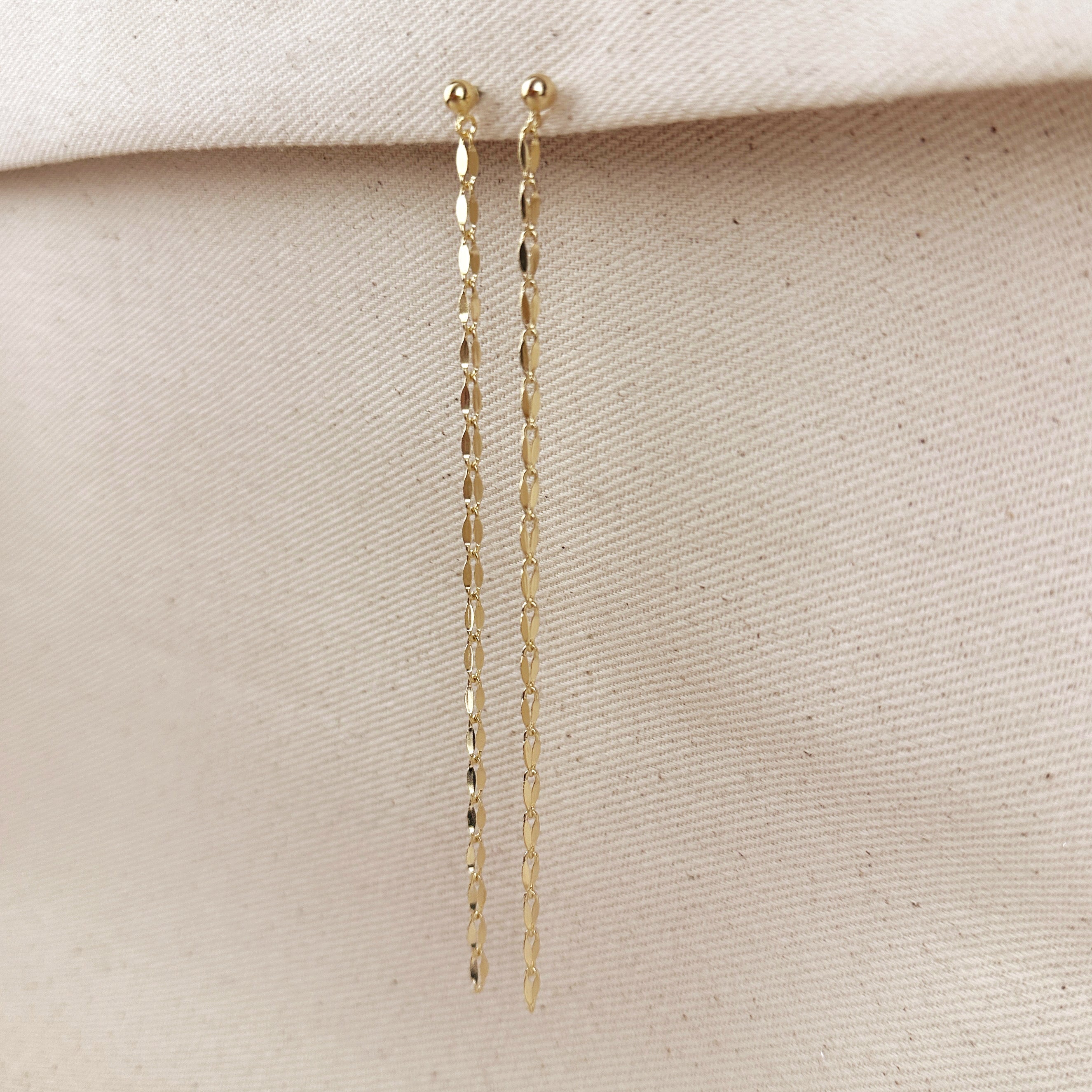 Mondsee 18k Gold Filled Detailed Chain Drop Earrings | 18k Gold Filled Jewelry