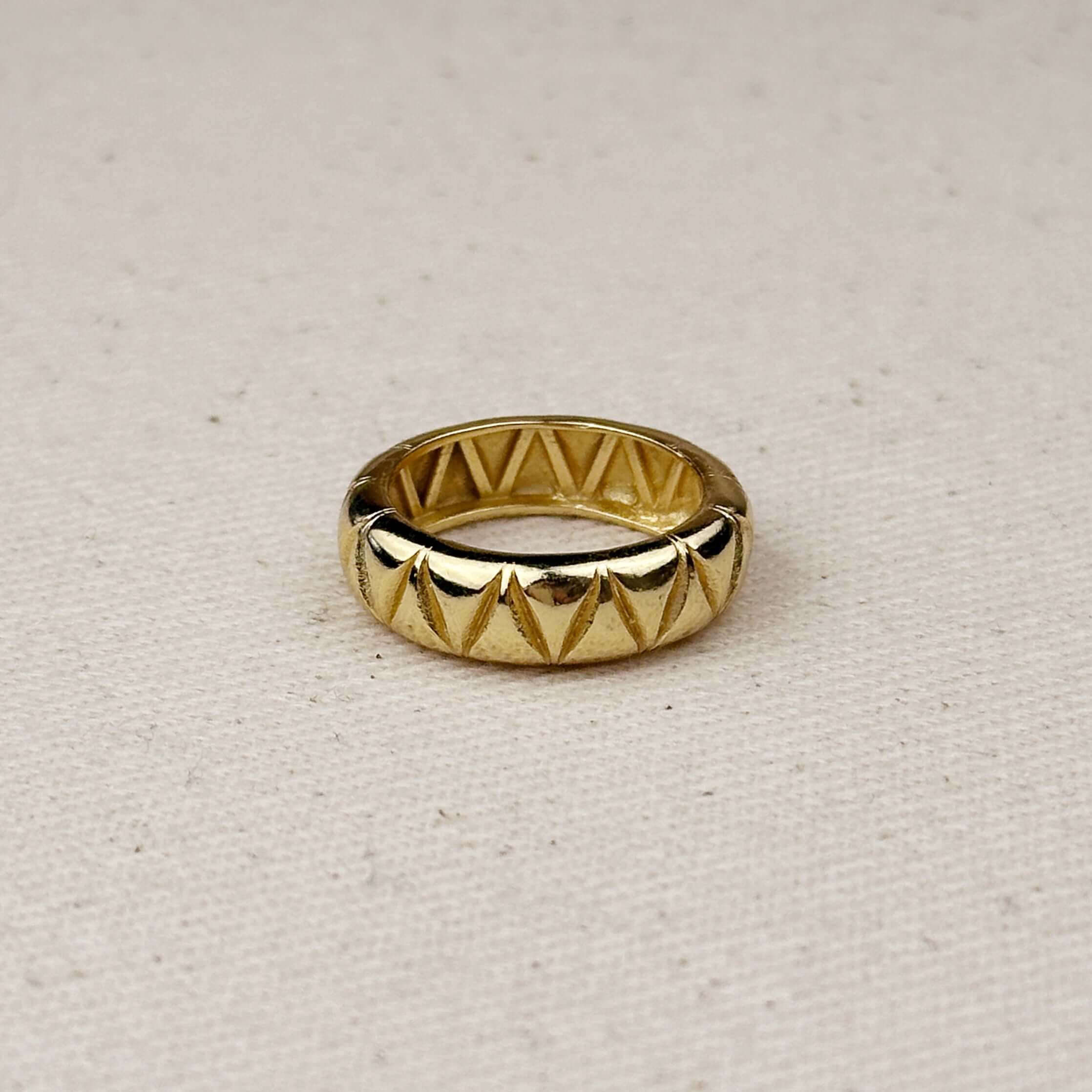Mondsee 18k Gold Filled Diamond Cut Detail Band Ring | 18k Gold Filled Jewelry