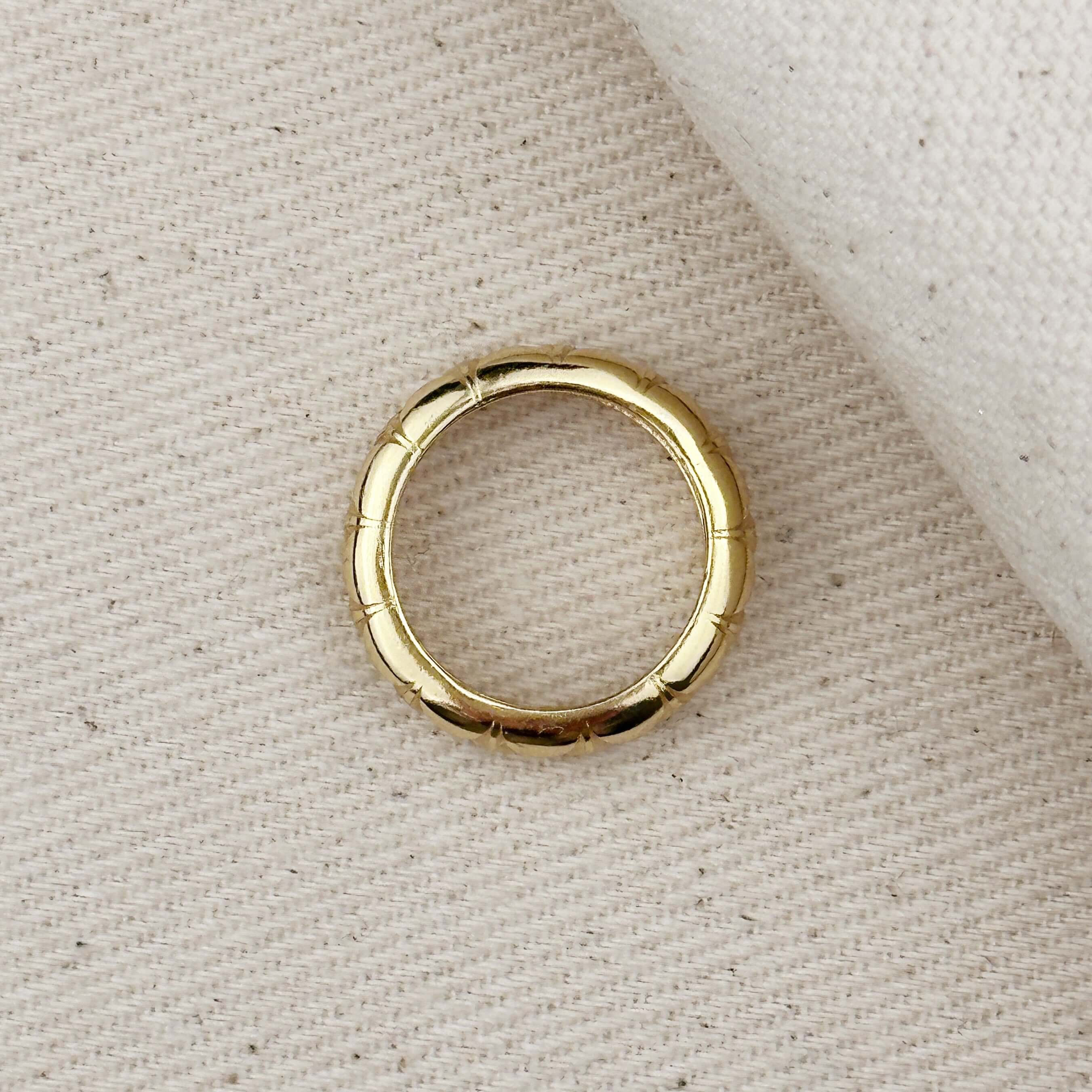 Mondsee 18k Gold Filled Diamond Cut Detail Band Ring | 18k Gold Filled Jewelry