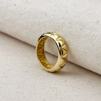 Mondsee 18k Gold Filled Diamond Cut Detail Band Ring | 18k Gold Filled Jewelry