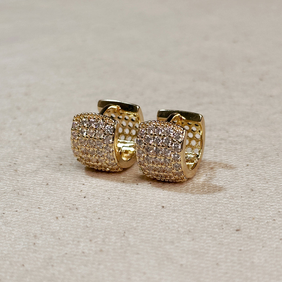 18k Gold Filled Chunky CZ Clicker Hoop Earrings