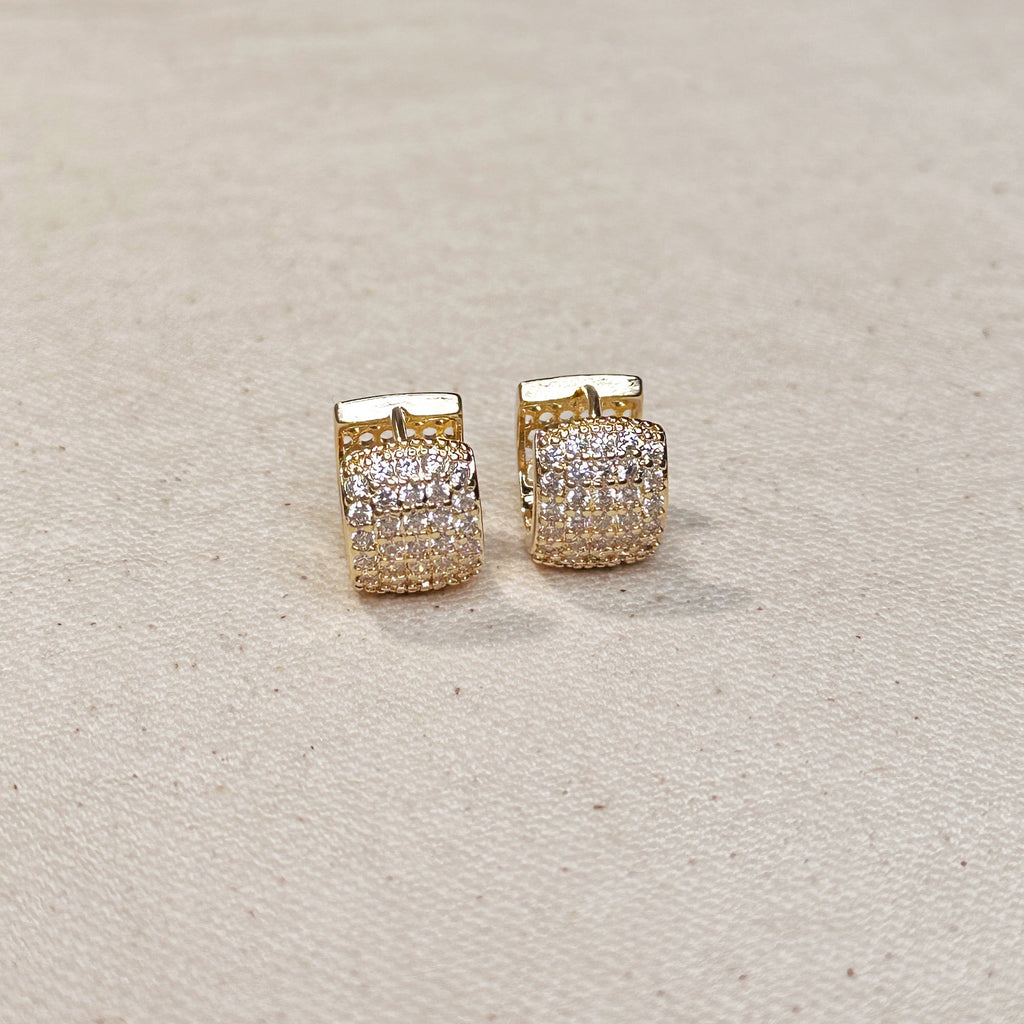 18k Gold Filled Chunky CZ Clicker Hoop Earrings