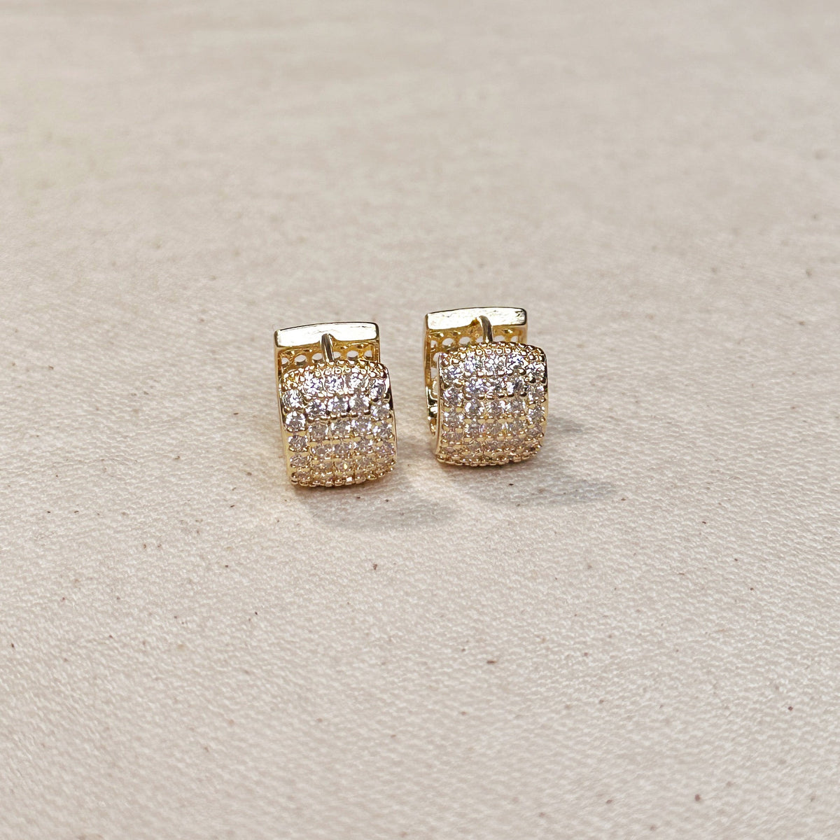 18k Gold Filled Chunky CZ Clicker Hoop Earrings